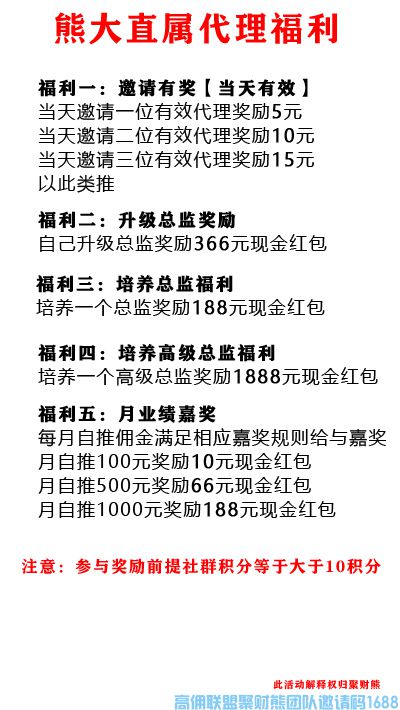 【拨款数万助你发展】高佣联盟聚财熊团队熊大代理福利(图7)